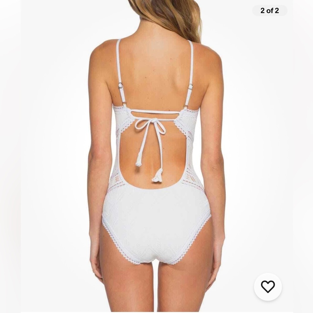 🤍 BECCA Prarie Rose WHITE High Neck Halter CROCHET LACE One Piece SWIMSUIT | S - Picture 10 of 15
